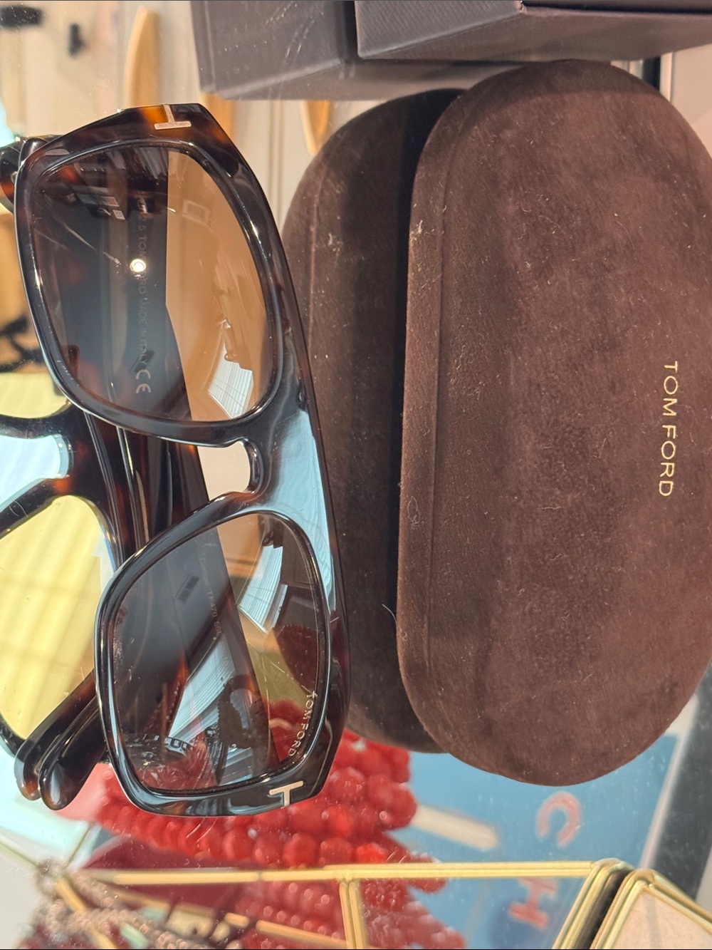 Tom Ford Men’s Tortoiseshell Frame Sunglasses with Brown Lenses TF470